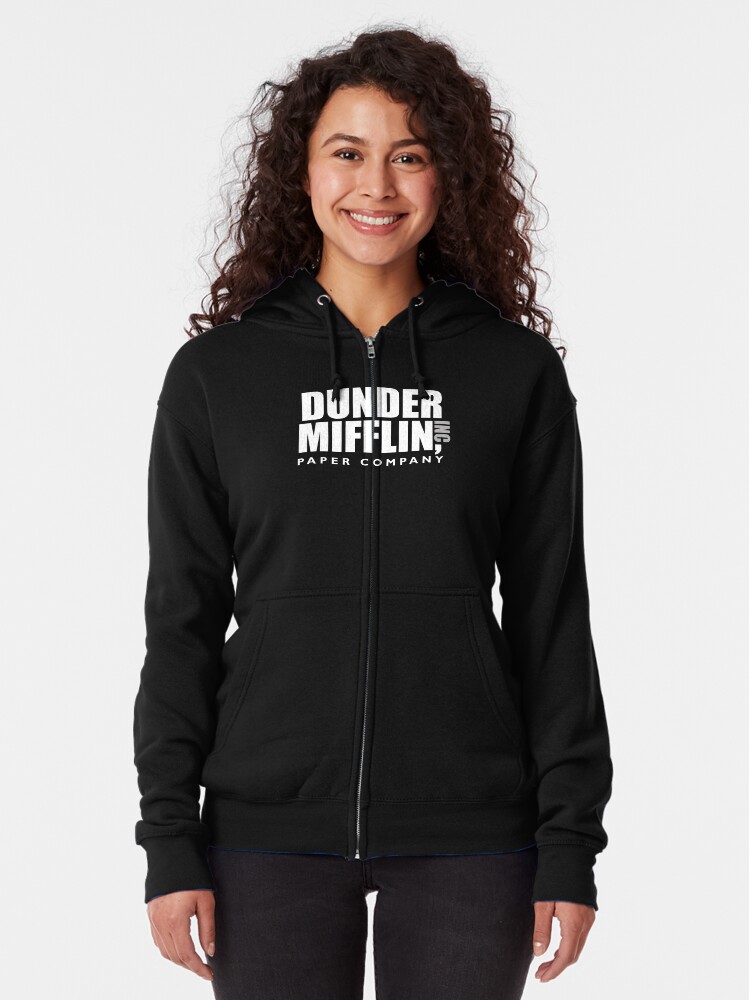 Vista alternativa de Sudadera con capucha y cremallera The Dunder Office Mifflin Inc. Diseño, camiseta, camiseta, camiseta, jersey, póster, idea de regalo divertida original, la mejor cita de Dwight de