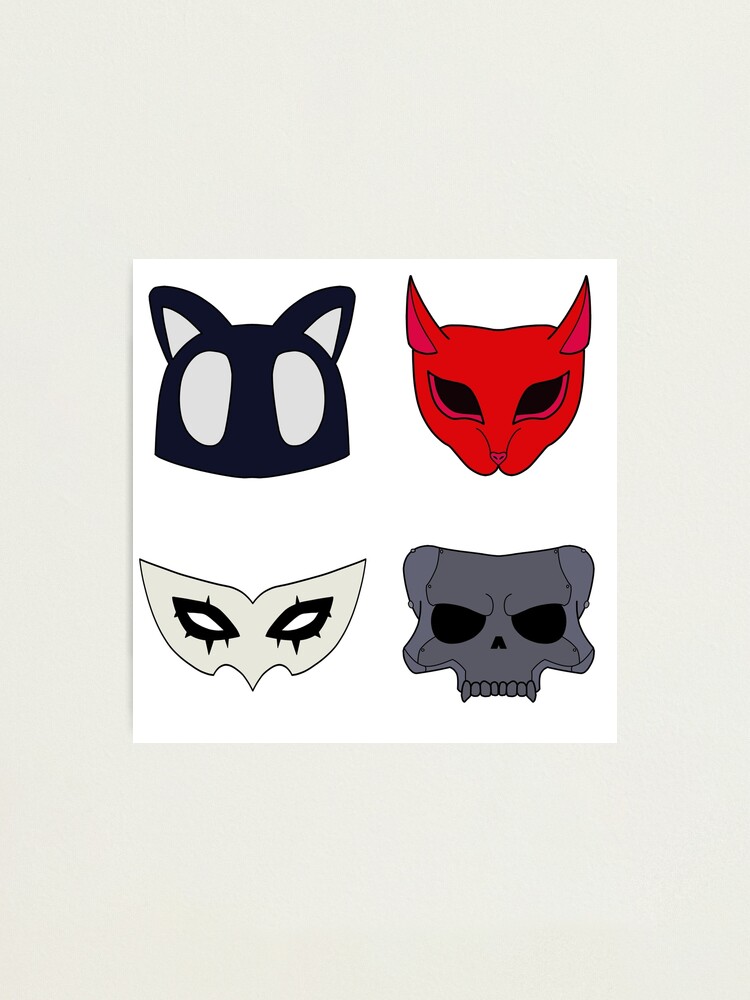 Persona 5 Joker Panther Mona And Skulls Masks Photographic Print By Pipilipipa Redbubble