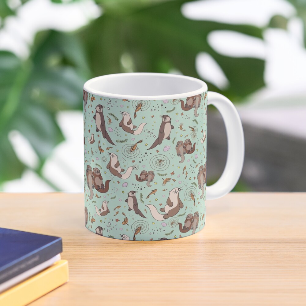 Otters in Blue Mug