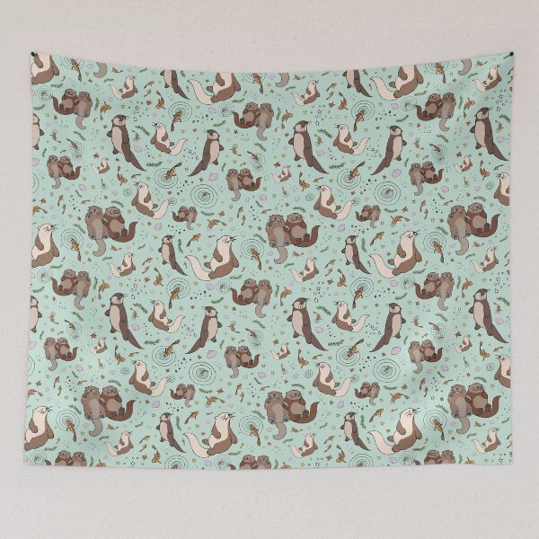 Item preview, Otters in Blue designed and sold by Nemki.