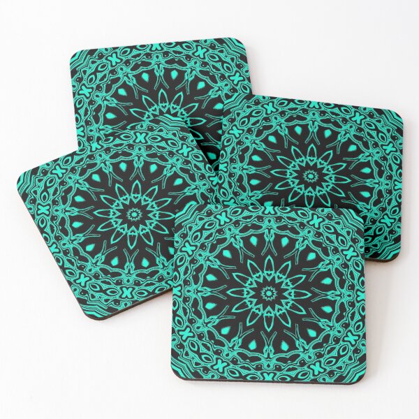 Item preview, Turquoise Mandala Monochrome, Pattern 1, by Bennydoscope designed and sold by Bennydoscope.