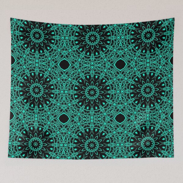 Item preview, Turquoise Mandala Monochrome, Pattern 1, by Bennydoscope designed and sold by Bennydoscope.
