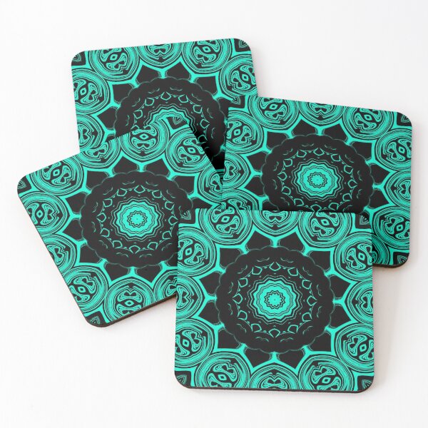 Item preview, Monochrome Turquoise Mandala, Pattern 2, by Bennydoscope designed and sold by Bennydoscope.