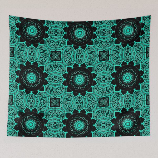 Item preview, Monochrome Turquoise Mandala, Pattern 2, by Bennydoscope designed and sold by Bennydoscope.
