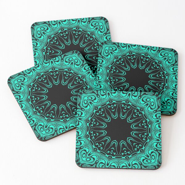 Item preview, Monochrome Turquoise Mandala, Pattern 3, by Bennydoscope designed and sold by Bennydoscope.
