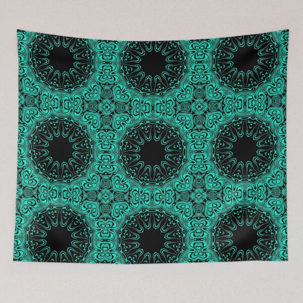 Item preview, Monochrome Turquoise Mandala, Pattern 3, by Bennydoscope designed and sold by Bennydoscope.