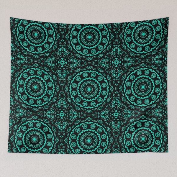 Item preview, Monochrome Turquoise Mandala, Pattern 4, by Bennydoscope designed and sold by Bennydoscope.