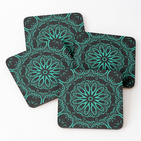 Item preview, Monochrome Turquoise Mandala, Pattern 5, by Bennydoscope designed and sold by Bennydoscope.