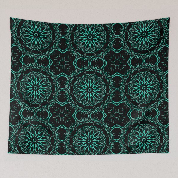 Item preview, Monochrome Turquoise Mandala, Pattern 5, by Bennydoscope designed and sold by Bennydoscope.