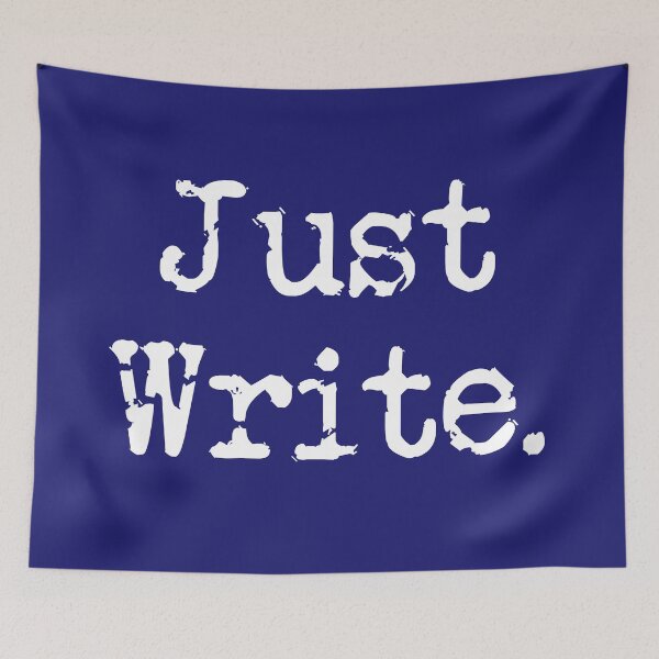 Item preview, Just Write. Vertical White Type Midnight Blue designed and sold by TeaRoseWriter.