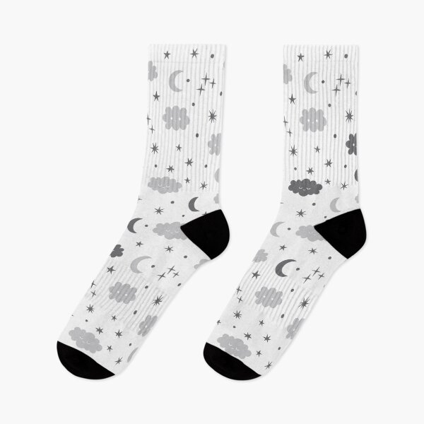Item preview, Ditsy Cloudy Grey / Gray Nights with Moons, Stars and Clouds designed and sold by Pink Pineapple Works.
