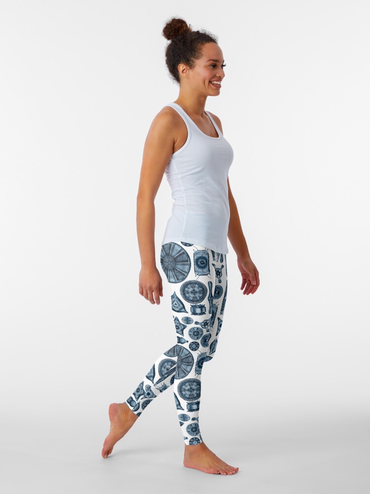 Alternate view of Ernst Haeckel Diatoms Navy Blue Leggings