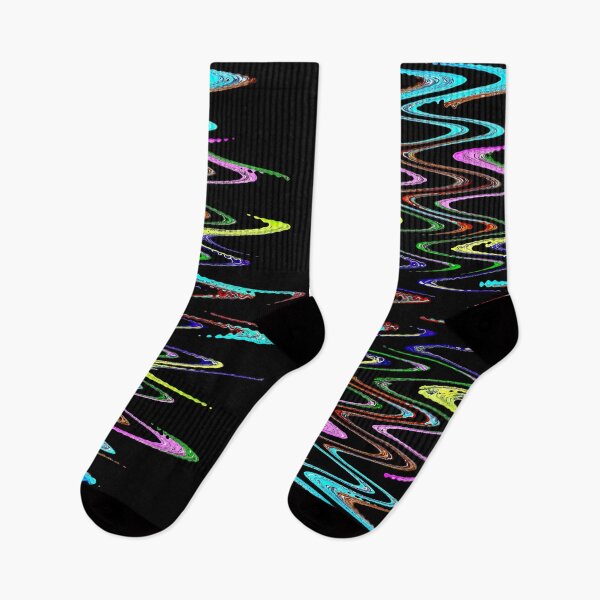 Item preview, Multicolored abstract spirals and waveform pattern on black. designed and sold by IaroslavB.