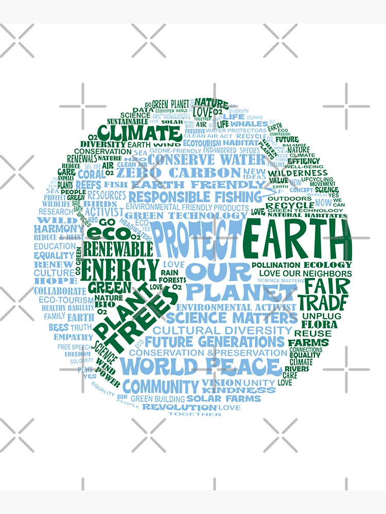 Protect Earth - Blue Green Words for Earth by jitterfly
