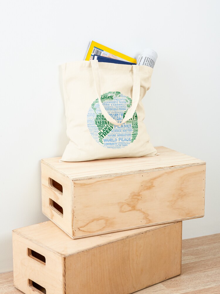 Alternate view of Protect Earth - Blue Green Words for Earth Tote Bag