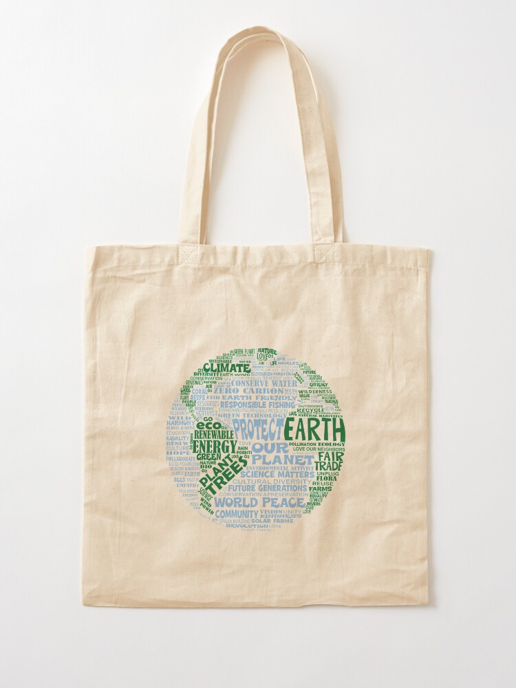 Alternate view of Protect Earth - Blue Green Words for Earth Tote Bag