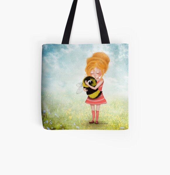 Whimsical Bee Hugger All Over Print Tote Bag