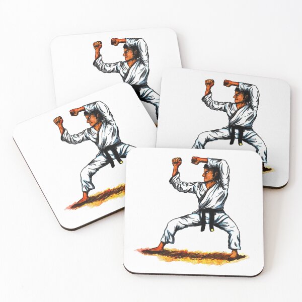 Item preview, watercolor cartoon illustration karate man training kata sequence designed and sold by Jonah Augustin Gray.