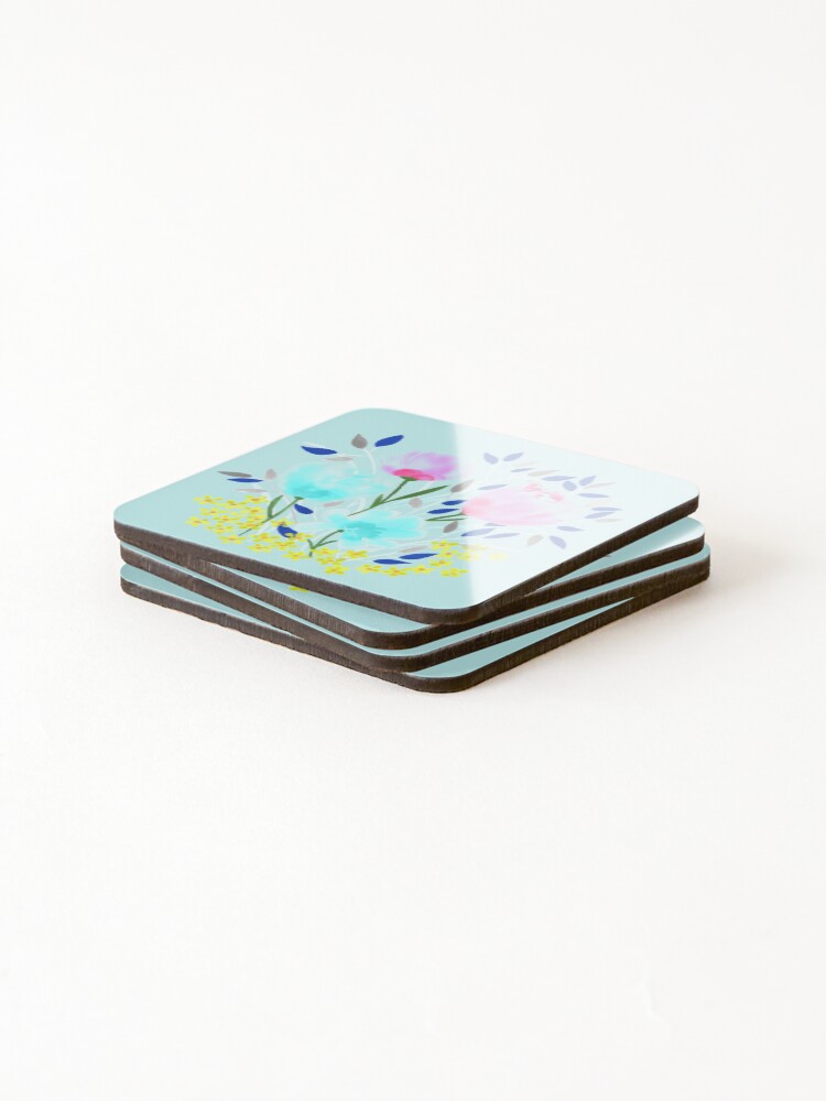 Thumbnail 4 of 5, Coasters (Set of 4), Spring Roses Bouquet designed and sold by hatimelhag.