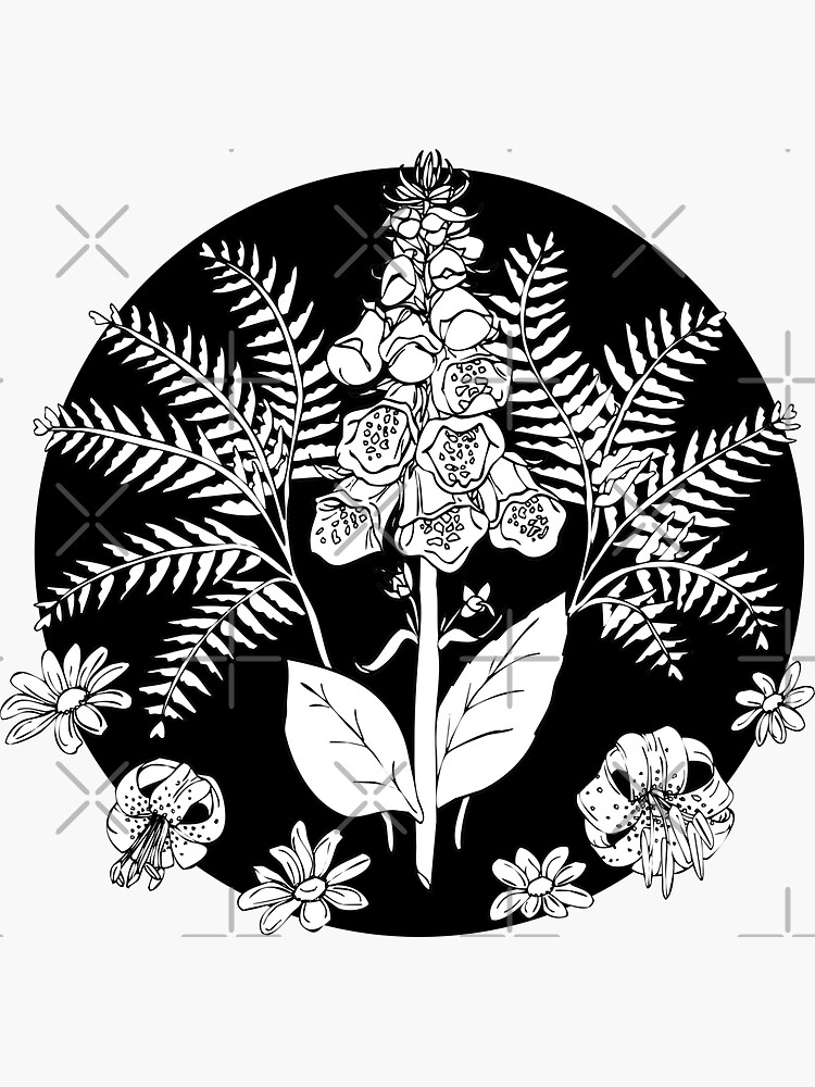 Foxglove ferns | PNW botanical illustration by craftordiy