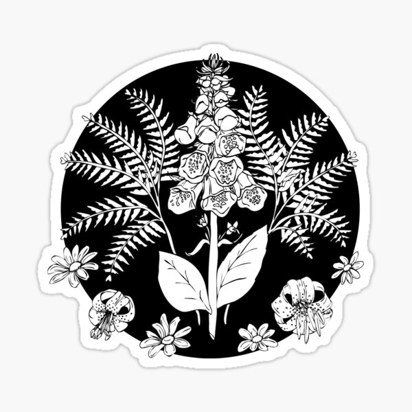 Foxglove ferns | PNW botanical illustration Sticker