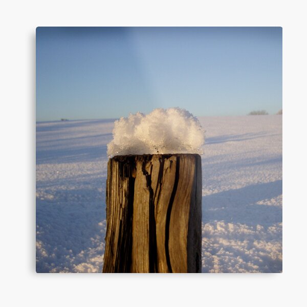 Post With Snow Metal Print