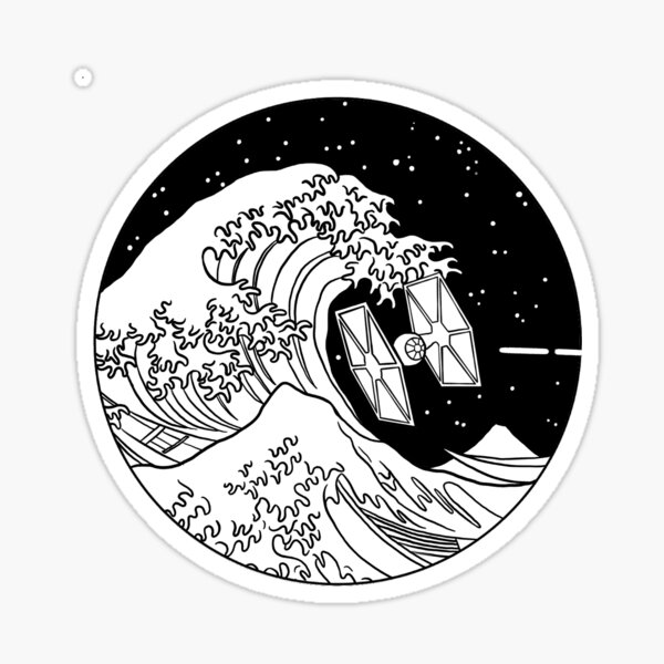 Spaceship in Space - The Great Wave Sticker