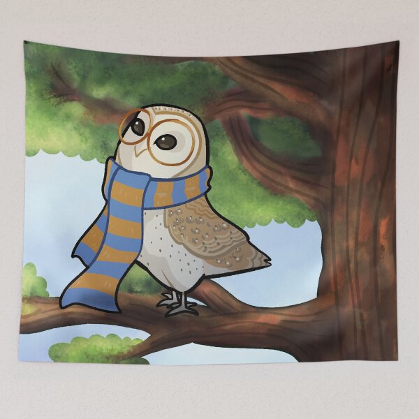 Item preview, Smart Barn Owl with Scarf designed and sold by Ribombyliidae.