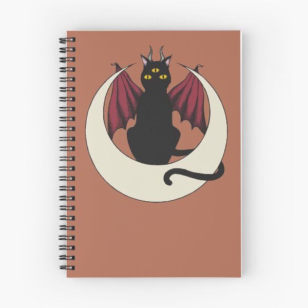 Item preview, Demonic occult winged cat on a crescent moon designed and sold by RedFinchDesigns.