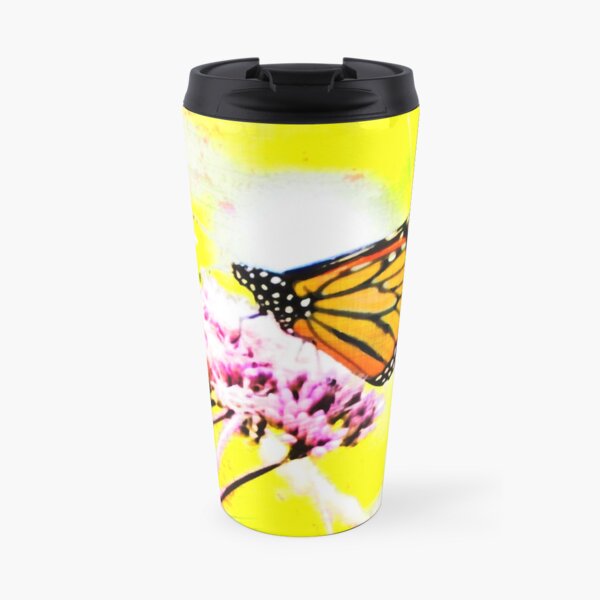 Monarch on Pink and Yellow Travel Mug