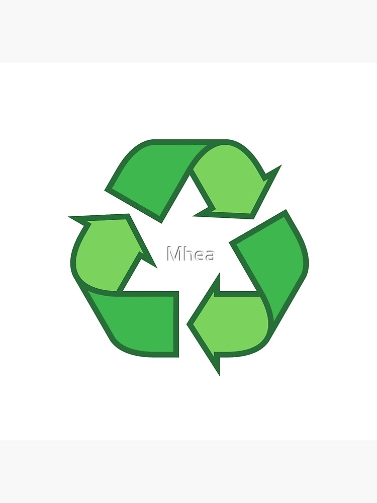 Reduce reuse recycle green recycling symbol sticker and tote bag