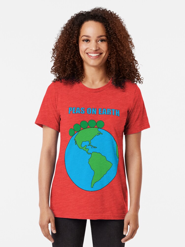 Alternate view of Peas On Earth Tri-blend T-Shirt