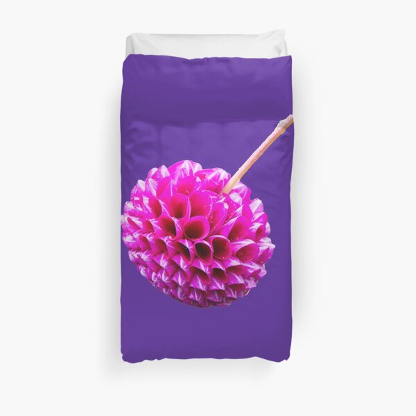 Pink Striped Dahlia Duvet Cover