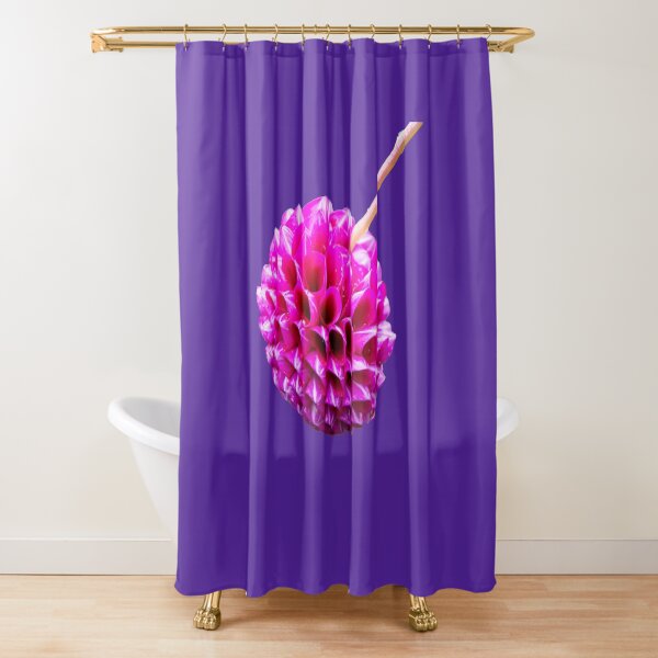 Pink Striped Dahlia Shower Curtain