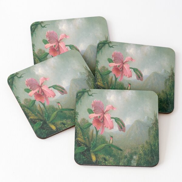 Item preview, Orchid and Hummingbird near a Mountain Waterfall-Martin Johnson Heade designed and sold by LexBauer.