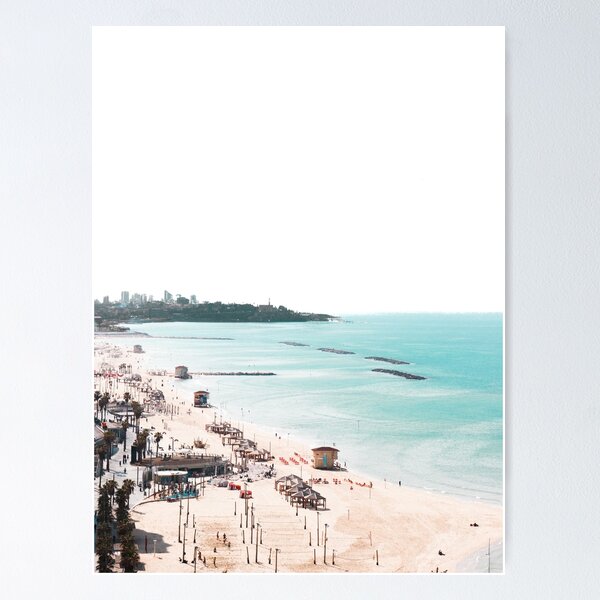 Item preview, Strandküsten-Landschaftsphotographie Tel Avivs in Israel, Türkiswasser designed and sold by Prints Actually.