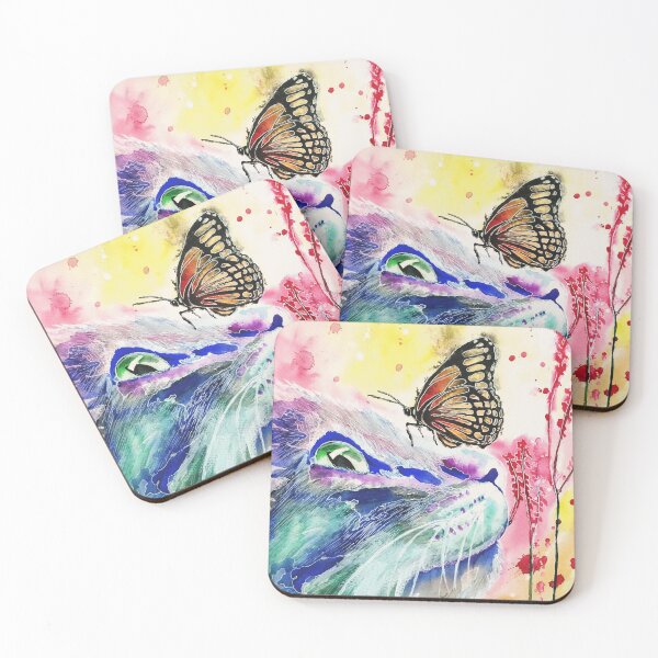 Item preview, cat and  butterfly designed and sold by nemfisart.
