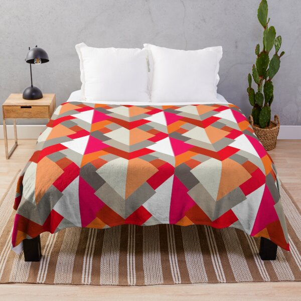 Item preview, Modern Abstract Triangles, Orange, Fuchsia, and Gray designed and sold by Marymarice.