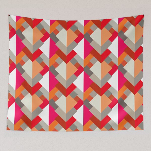 Item preview, Modern Abstract Triangles, Orange, Fuchsia, and Gray designed and sold by Marymarice.