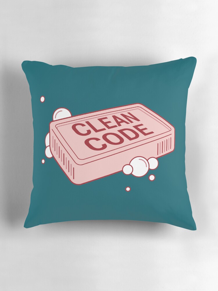 Aperçu 3 sur 4. Coussin avec l'œuvre code propre code propre créée et vendue par yourgeekside.