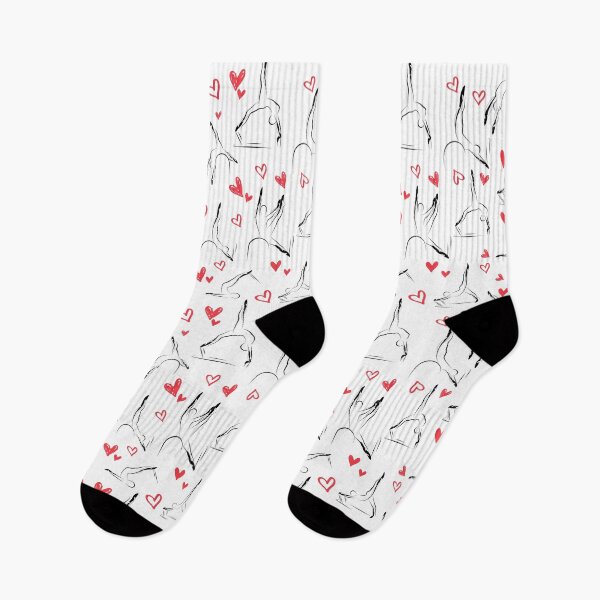 Item preview, Pilates poses and heart seamless pattern in black and red color designed and sold by sashica.