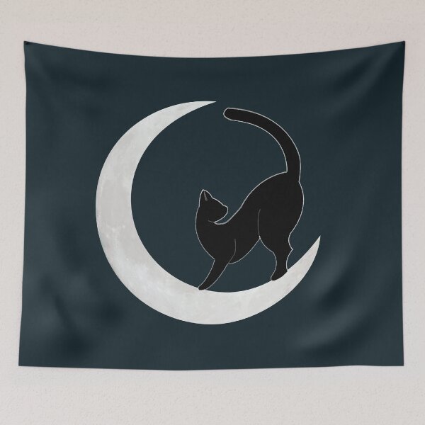 Item preview, Cat sitting on a crescent moon designed and sold by SaraM-design.