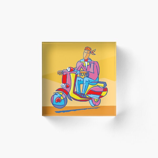 YELLOW SCOOTER by Tim Davies Acrylic Block