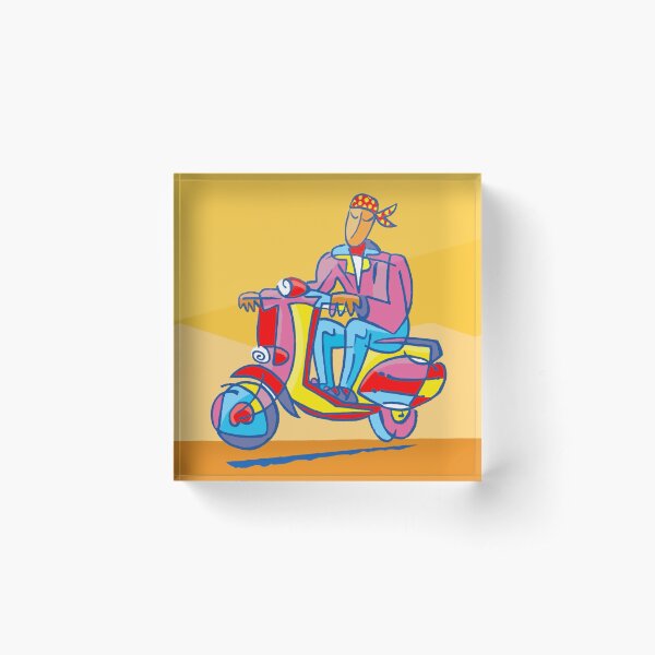 YELLOW SCOOTER by Tim Davies Acrylic Block