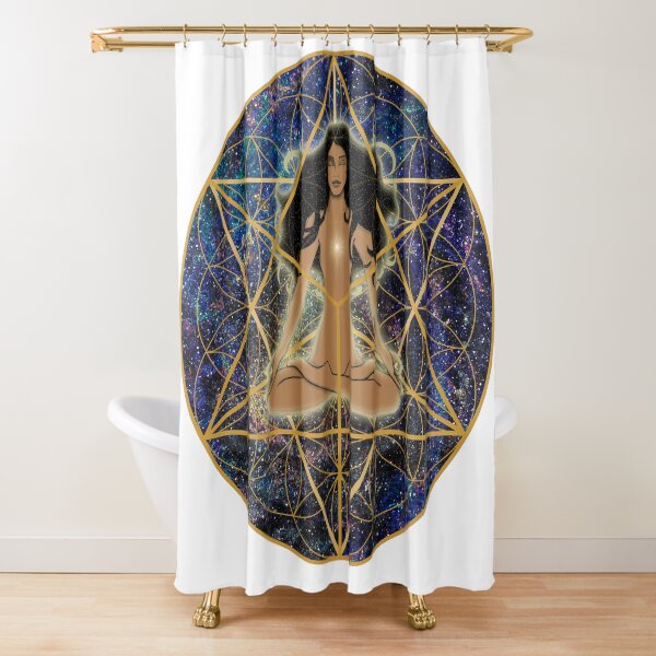 Merkabah Flower of Life Mandala Shower Curtain