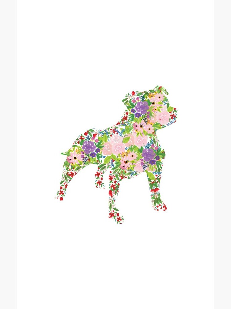 Floral Staffordshire Bull Terrier by tribbledesign