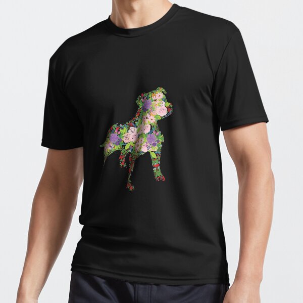 Floral Staffordshire Bull Terrier Active T-Shirt