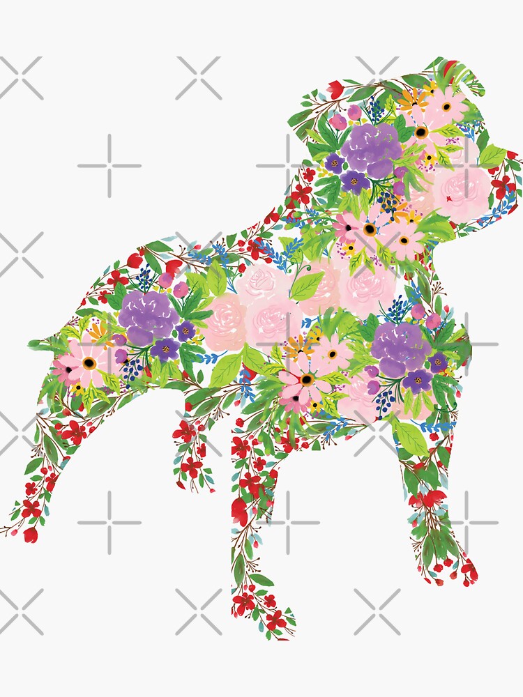 Floral Staffordshire Bull Terrier by tribbledesign