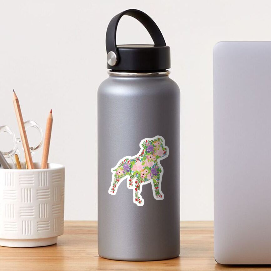 Floral Staffordshire Bull Terrier Sticker
