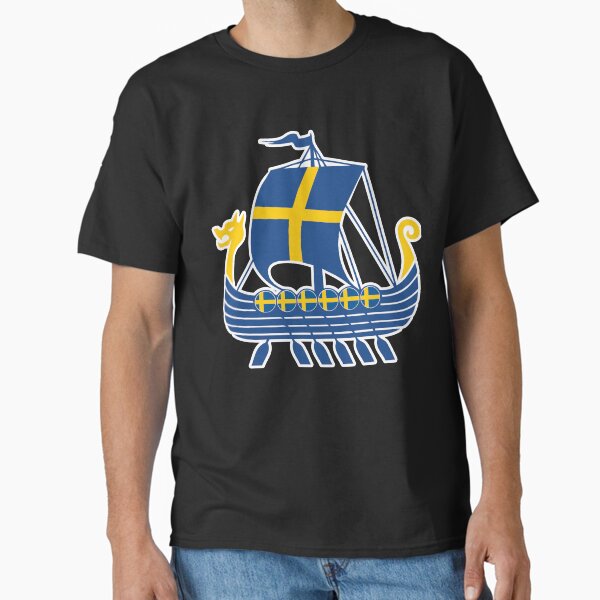 Vista previa del artículo con la obra «Regalo de barco vikingo de Suecia Valhalla Vikingo sueco», diseñado y vendido por DSWShirts.